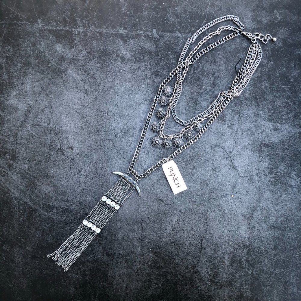 NWT Long Boho Silver necklace